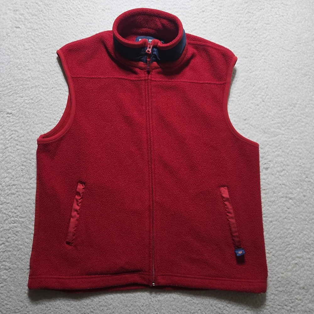 Vintage Polo Ralph Lauren Golf Fleece Vest Size Large USA Made Red Blue